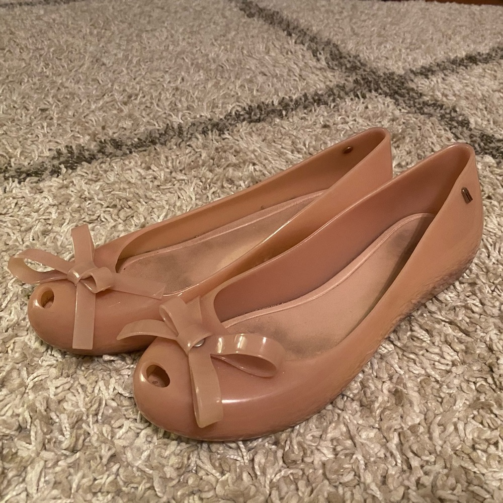 Melissa women’s hidden wedge peep toe, sz 9